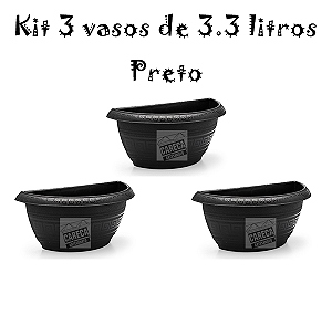 Vaso plastico meia lua 3.3 litros kit 3 vasos