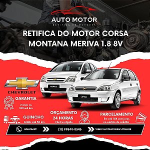 Retifica do Motor Corsa Montana Meriva 1.8 8V
