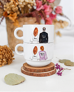 Par de xícaras Padrinhos personalizada casamento