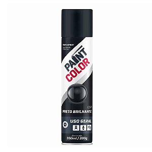 Tinta Spray Uso Geral Paintcolor 350Ml Preto Brilhante Baston