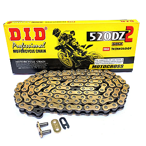 Corrente Did 520Dz2 X 120L Competição Off Road Ate 450Cc Sem Retentor Dourada/Preta - Un