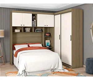 Guarda-roupa Casal De Canto Sonho Meu 6 Portas 5 Gavetas Carvalho