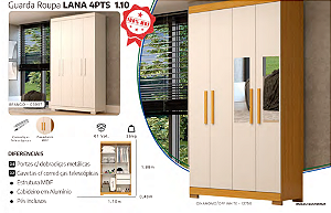 Guarda Roupa LANA 4PTS 1.10