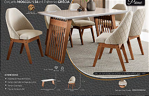 Conjunto MOSCOU 1.54 e 6 Poltronas GRÉCIA