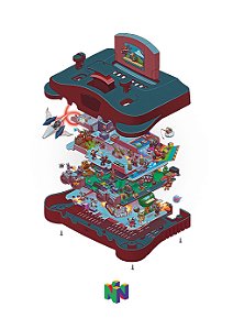 Quadro Console Nintendo 64 Explode - Autor Pierre Roussel