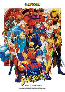 Quadro X-Men vs Street Fighter - Pôster Arcade Capcom Americano