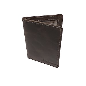 Carteira Masculina Porta Cartão Documento Couro Legitimo - Café Fóssil