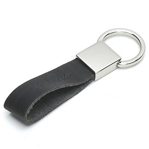 Chaveiro Masculino Com Argola Rebatível E Tira Em couro - Cinza