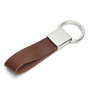 Chaveiro Masculino Com Argola Rebatível E Tira Em couro - Marrom