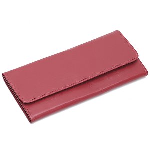 Carteira Feminina Couro Legitimo Para 12 Porta Cartão - Vermelho