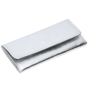 Carteira Feminina Couro Legitimo Para 12 Porta Cartão - Prata