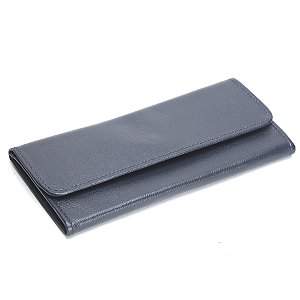 Carteira Feminina Couro Legitimo Para 12 Porta Cartão - Azul Marrinho