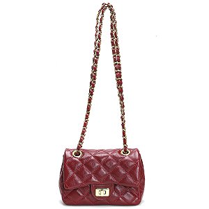 Bolsa Feminina Couro Legitimo Matelassê Mini Bag - Vermelha