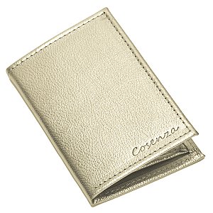 Carteira Feminina Porta Cartão Documento Couro Legitimo - Ouro Light