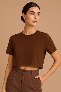 Cropped Feminino Gola Media Malha Menegotti Linha Premium