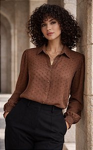 Camisa Feminina Poá Flocado