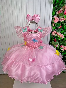 Vestido Infantil Princesa Tematico Minnie Rosa - Roupa Infantil