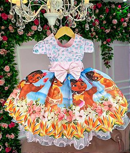 Vestido infantil Tematicos da Miss Moana Baby luxo