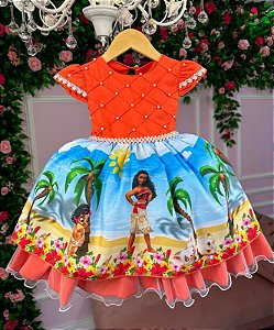 Vestido Laranja Moana Infantil