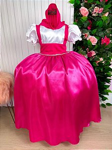 Vestido Princesa Belli Tematico Barbie Pink Babado - Roupa