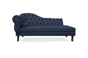 Divã Namoradeira Juliana 160 CM Suede Azul Marinho Lado Direito