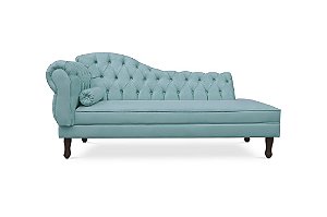 Divã Namoradeira Juliana 160 CM Suede Azul Turquesa Lado Direito
