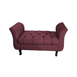Divã Recamier Barcelona - 90cm Suede - Vinho