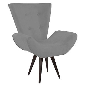 Poltrona Decorativa Bella Suede Cinza