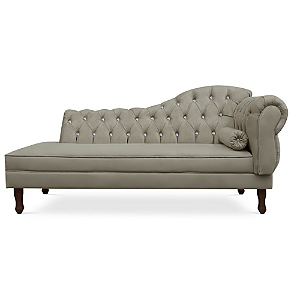 Recamier Divã Juliana 160cm com Strass - Esquerda Suede