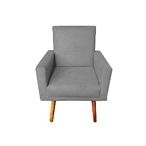 Poltrona Decorativa Nina com Rodapé Suede Cinza