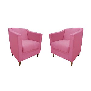 Kit 2 Poltronas Titânio Suede Rosa