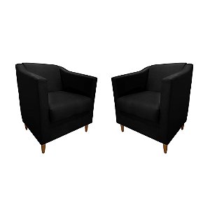 Kit 2 Poltronas Titânio Suede Preto