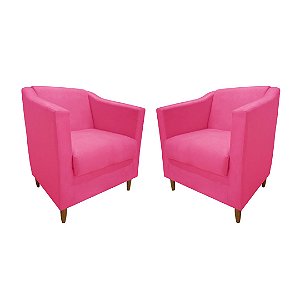 Kit 2 Poltronas Titânio Suede Pink