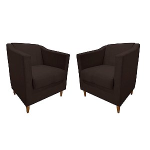 Kit 2 Poltronas Titânio Suede Marrom Escuro