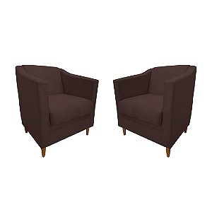 Kit 2 Poltronas Titânio Suede Marrom Claro