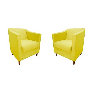 Kit 2 Poltronas Titânio Suede Amarelo