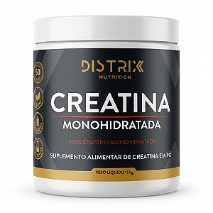 Creatina 100% Pura Monohidratada Distrix Nutrition 150g | 99,9% de Pureza | 3g por Porção | Sem Aditivos e Sem Glúten