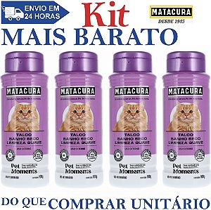 KIT 4 Talco Banho Seco Limpeza Suave 100g - Matacura