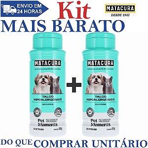 KIT 2 Talco Hipoalergênico Removedor de Odores 100g - Matacura