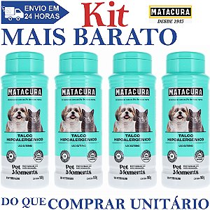 KIT 4 Talco Hipoalergênico Removedor de Odores 100g - Matacura