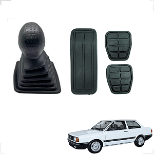 Kit Coifa Manopla Cambio Sanfona +capa Pedal Gol Quadrado Parati Voyage Saveiro