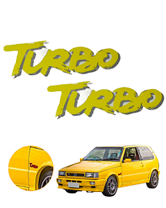 Adesivo Emblema Lateral Turbo do Fiat Uno Turbo 1,4 94 à 96-Amarelo