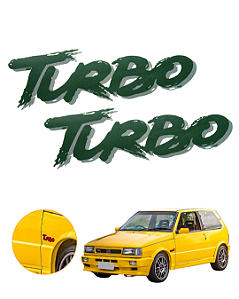 Adesivo Emblema Lateral Turbo do Fiat Uno Turbo 1,4 94 à 96-Verde