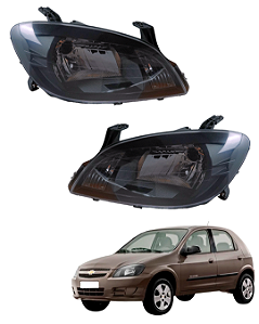 Farol Dianteiro Celta Mascara Negra Par - 2007 A 2016 Ambos Lados