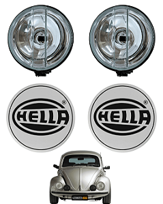 Par Farol Farolete de Milha Auxiliar Lente Circular Lisa e Capa Para Farol Hella Preta Branca