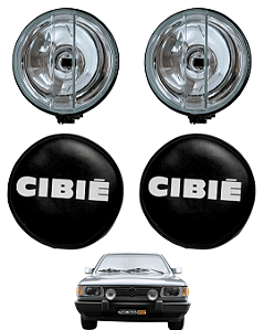 Kit Par Farol Auxiliar Mini Milha Redondo Universal + Capa Farol Modelo Cibie de Courvin do Farol