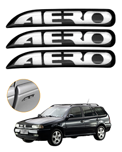 Kit 3 Adesivo Resinado Aero Emblema Lateral/Teto 6cm Volkswagen Gol Bola Gti Parati 1996 a 1999