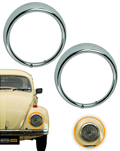 Par Aro Cromado Farol Fusca Kombi 1 Furo