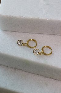 Argola ponto luz coração • folheado a ouro