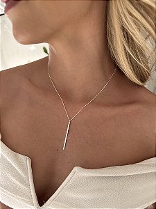 Colar palito G • folheado a prata